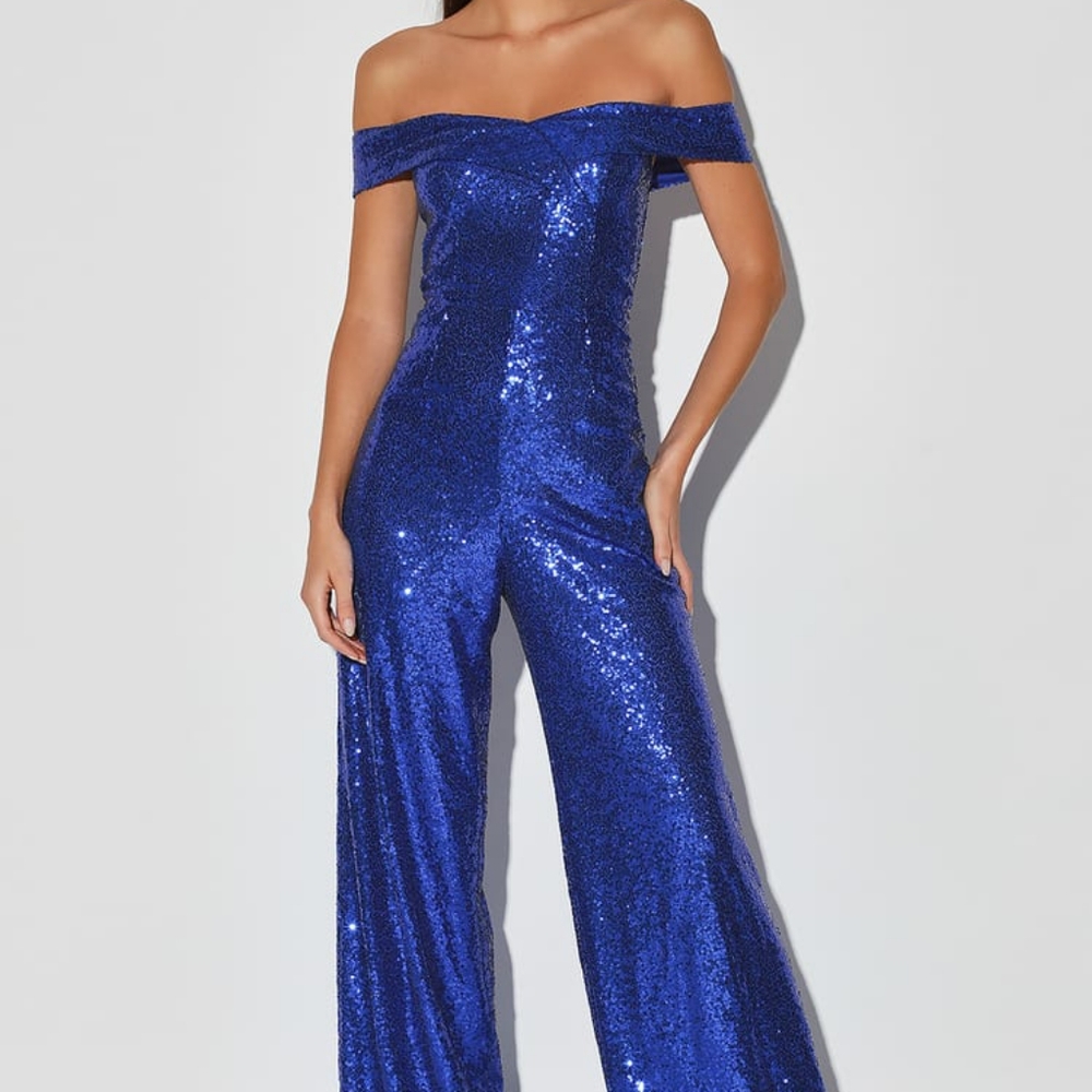 Blue Sequin Jumpsuit